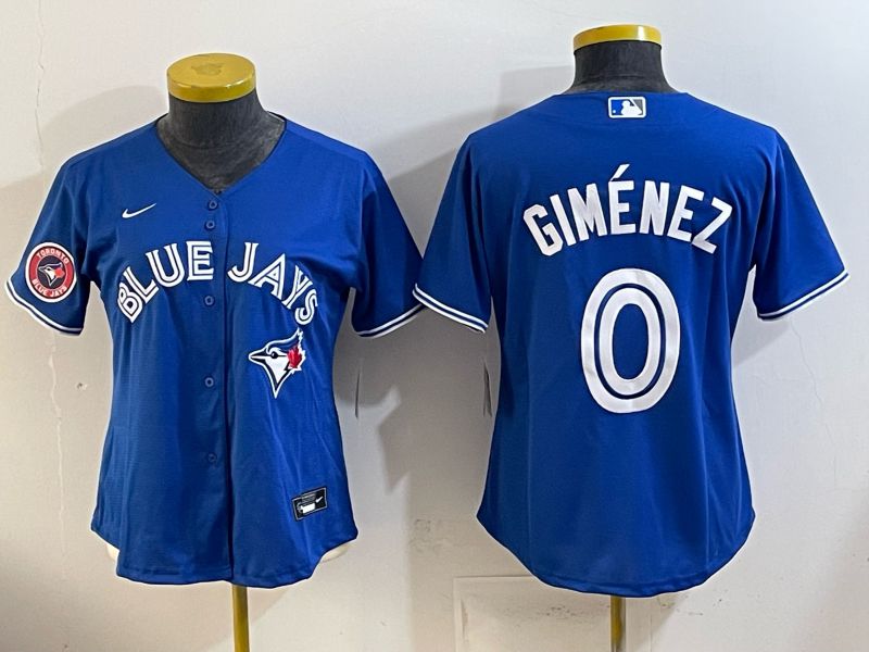 Women 2026 Toronto Blue Jays #0 Gimenez Blue Game Nike MLB Jersey style 003